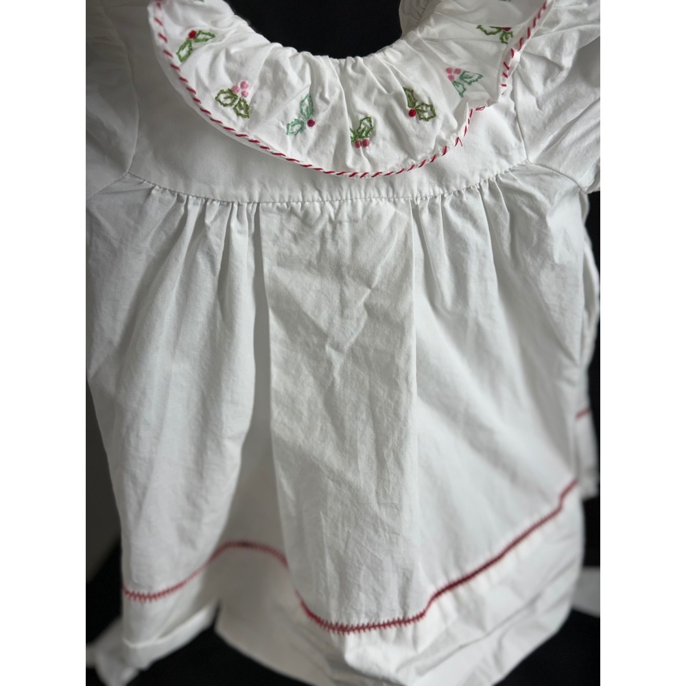 Luli & Me 12M White Cotton Embroidered Ruffle Collar Dress Set with Bloomers‎